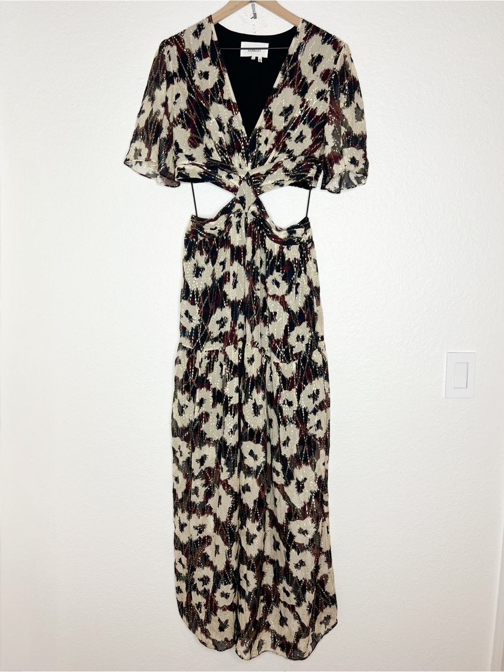 Ba&sh Kandy Maxi Dress Metallic Floral Cut Out size Medium - Picture 5 of 12